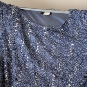 Elegant Blue Lace Sequin Dress